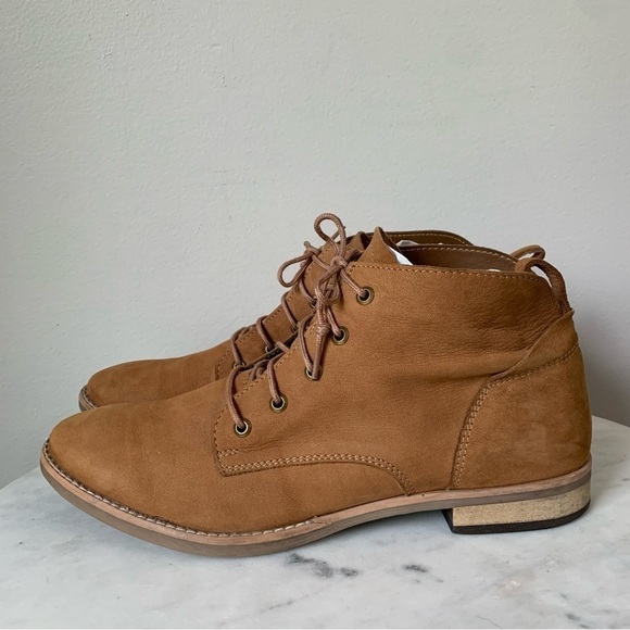 DIBA TRUE Leather booties chestnut Suede lace up chunky ankle boot 10 - Picture 2 of 16